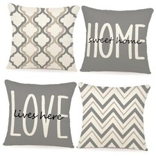 Farmhouse Pillow Covers 20x20 Set of 4 Throw 9" x 9" Pack of 4 Light Gray