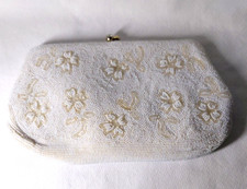 VTG Richere White Beaded Clutch Purse Evening Bag Made in Japan 8.5 x 5 in.