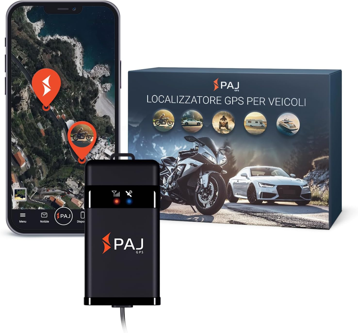 PAJ VEHICLE Finder 2.0, Localizzatore GPS per Moto, Auto E Altri Veicoli, Colleg