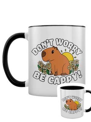 Don't Worry Be Cappy! Schwarzer zweifarbiger Becher innen