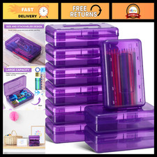 12 Pack Large Plastic Pencil Boxes, Bulk Storage Case, Purple School Supplies