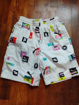 Puma 533669 02 Men's Brand Love All Over Print White Woven Shorts Size S