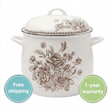 The Pioneer Woman Agatha 12 Quart Enamel on Steel Stock Pot Lid Large Brown