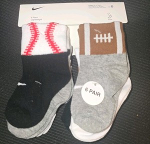 Nike 6 Pack Lightweight Ankle Socks Toddler 2-4 Years White/Black/Gray