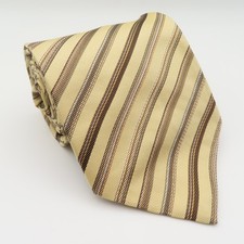 Roberto Villini Tie Silk Yellow Brown Striped 3.75" Wide 58" Long
