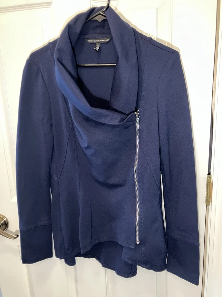 CASA BLANCA MERCADO NEGRO * CHAQUETA MANGA LARGA CUELLO CAPUCHA * PUNTO PONTE TALLA S Azul Marino Foto 2 de 4