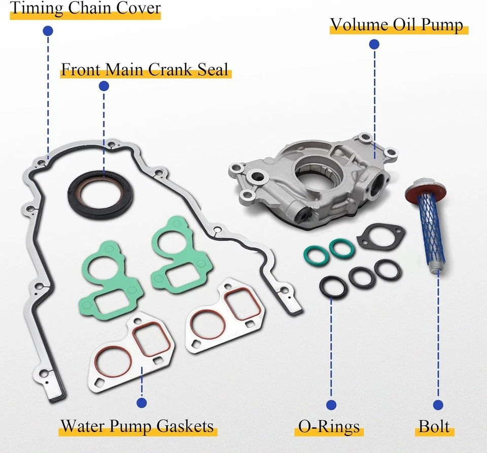M295HV High Volume Oil Pump Gaskets & Balancer Bolt For 4.8L 5.3L 6.0L 12557840 Foto 4 de 4
