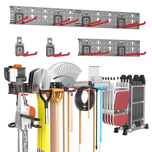 Garden Tool Organizer Wall Mounted, Garage Folding Chair Storage Rack ...