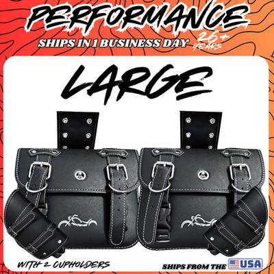 Motorcycle Saddlebags Cupholder Saddle Panniers Rear Side Bags Black Pair Large