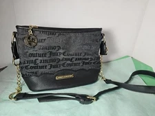 Juicy Couture Purse Black Crossbody Shoulder Womens Gold Trim Bag  RN#108833