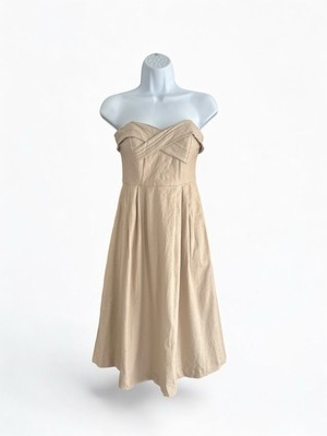 Boutique Strapless Khaki Dress Size S Manana Renee By Bridge NWOT $198  VINTAGE