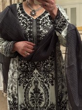 NEW Indian-Pakistani SalwarKameez ReadyMade organza Embroidered Suit L