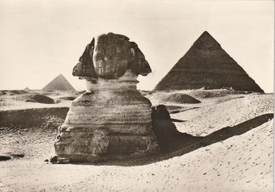 AK GF - Giza - Cheops pyramid + Sphinx in Egypt - publisher: photo Marburg k. 319