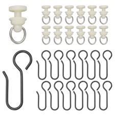 100Sets Curtain Track Glider Pulley Curtain Track Rollers with Hooks,White/Black