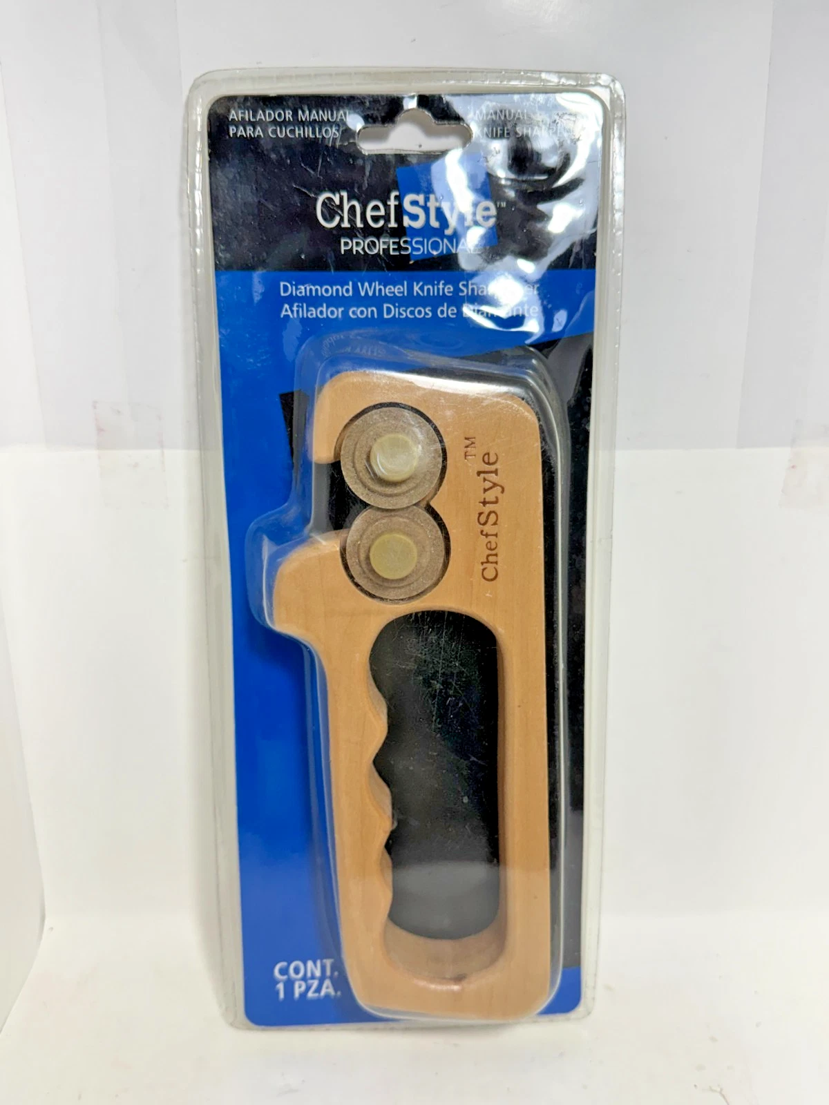 Chef Style Professional Manual Diamond Wheel Knife Sharpener Contoured Grip