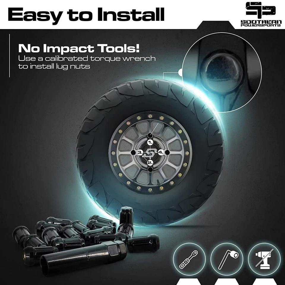 Tuercas cónicas negras Honda Pioneer 500 // 700/1000 12 mm x 1,50 con llave 16/PK Foto 4 de 4