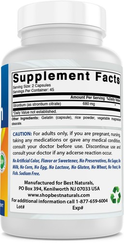 Best Naturals Strontium 680mg/Serving 90 Capsules - Picture 5 of 7