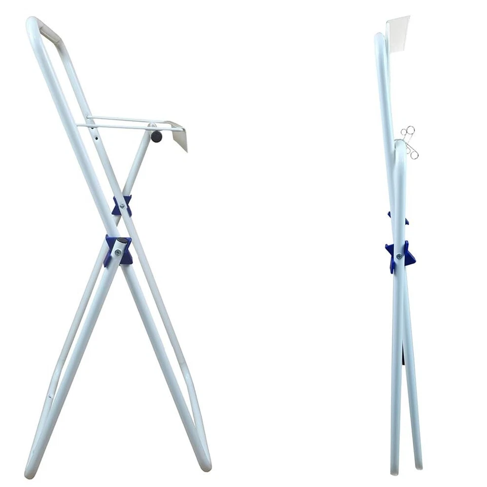 Dispenser Portarotolo da Pavimento Pieghevole in Metallo Bianco 41x41x78cm - 714 - Immagine 3 di 4