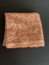 Peach Colored Lace  Shawl 36 X 78 Inches With 2 Inch Lace Edging With Stones
