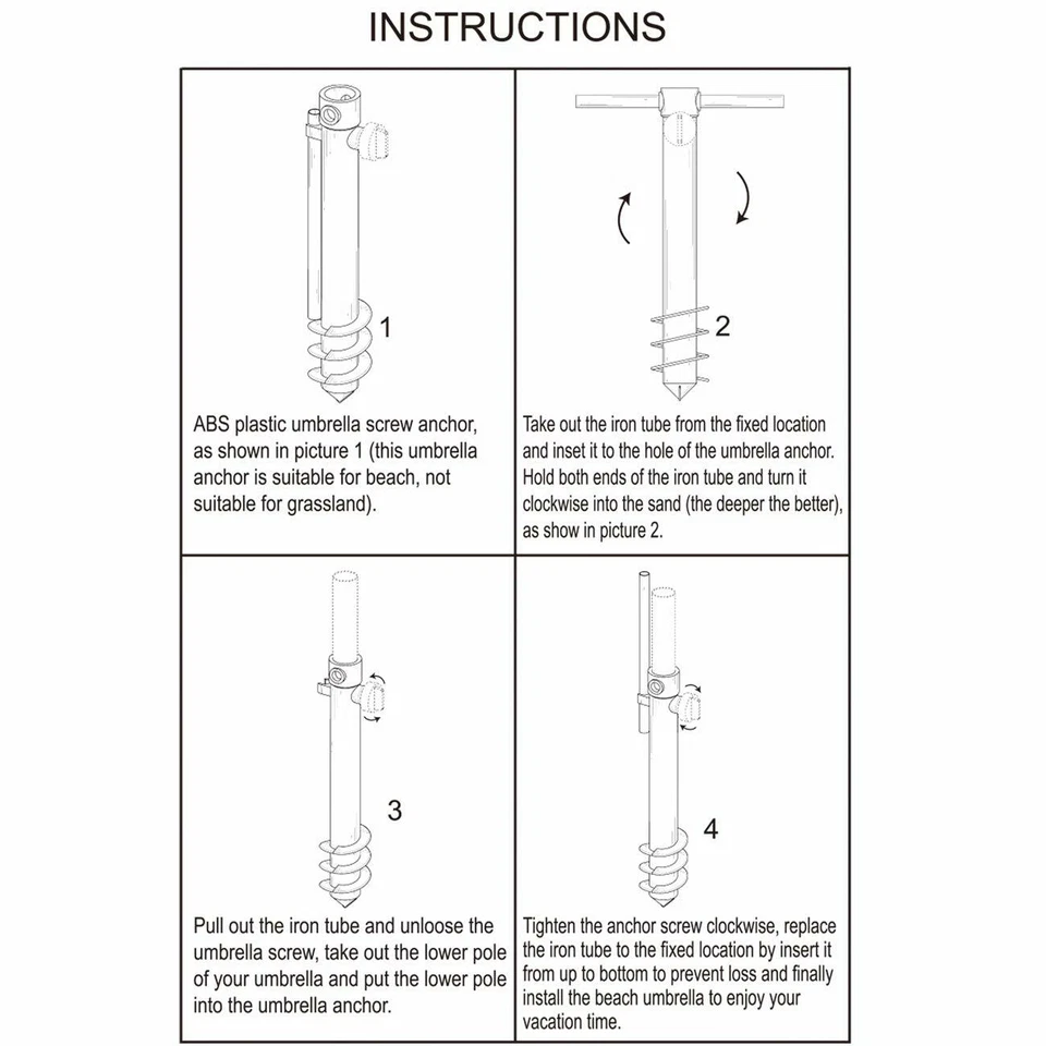 Soporte de anclaje de arena con tornillo para sombrilla de playa | Pinza de caña de pescar Foto 4 de 4