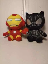 Ty Beanie Babies Marvel Avengers Black Panther & Iron Man Plush St 6"