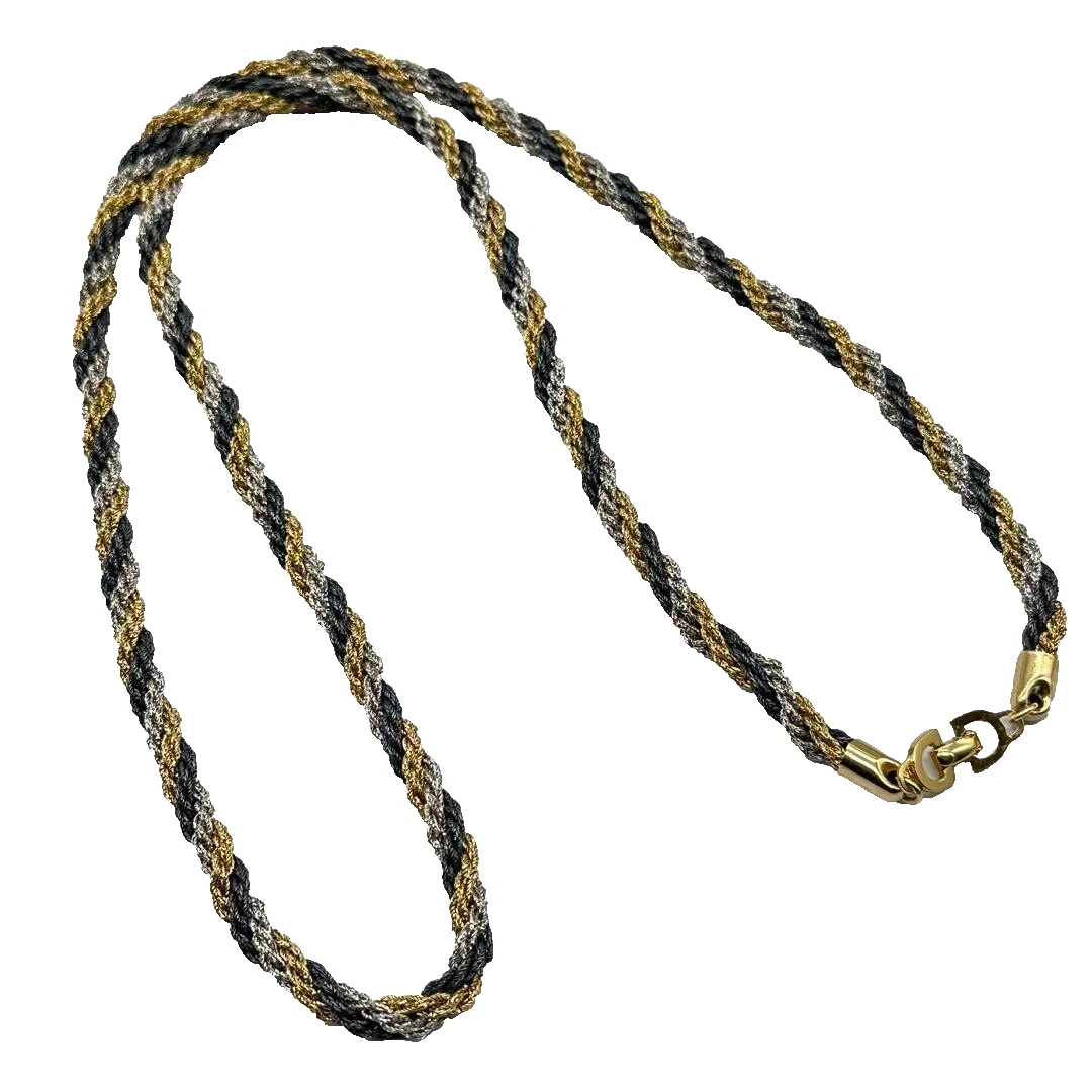 Collana Christian Dior catena twist oro x argento x nero donna