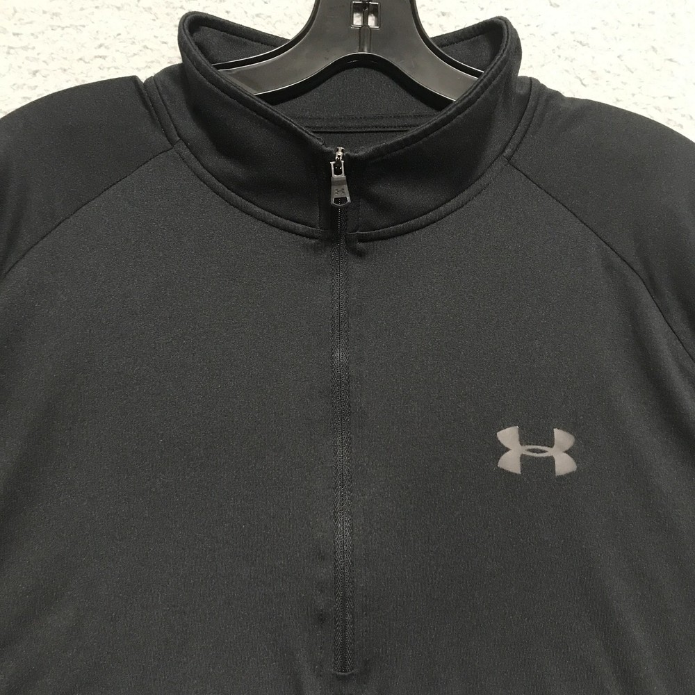 Under Armour Shirt Men XL Loose Relaxed Heat Gear 1/4 Zip Long Sleeve Black