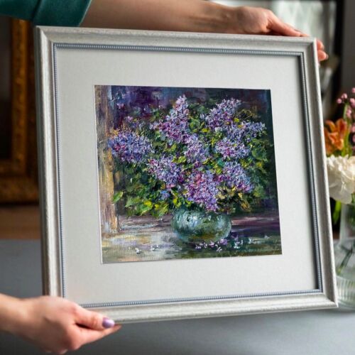 Bouquet of Lilacs Original oil painting Lilacs Flower art painting 12х12inch - Picture 3 of 10