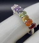 Vintage Garnet Citrine Amethyst Tourmaline Chakra Sterling 925 Ring Size 8