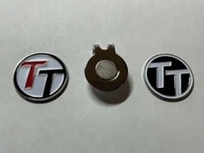 (2) Rare Fine Quality 1" Flat Coin Style Golf Markers With Bonus Hat Clip 