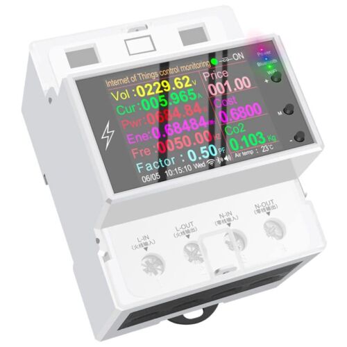 100A WiFi Din Rail Voltmeter AC 220V 110V Digital Power EnergyVolt Amp Kwh Meter - Afbeelding 1 van 8