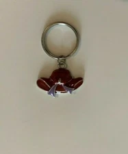 Red Hat Society Keychain Key Chain Silver Tone New Metal Key Fob Purple Ribbon
