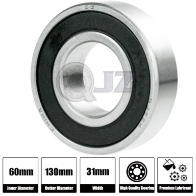 1x 6312-2RS Ball Bearing 60mm x 130mm x 31mm Rubber Seal Premium RS 2RS QJZ NEW