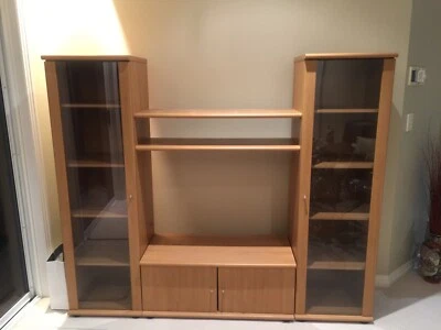Timber Tv Wall Unit With Glass Doors Entertainment Tv Units