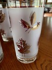 TWO Vintage MCM Libby  frosted tea/water glasses with gold leaves 1950's — photo 2