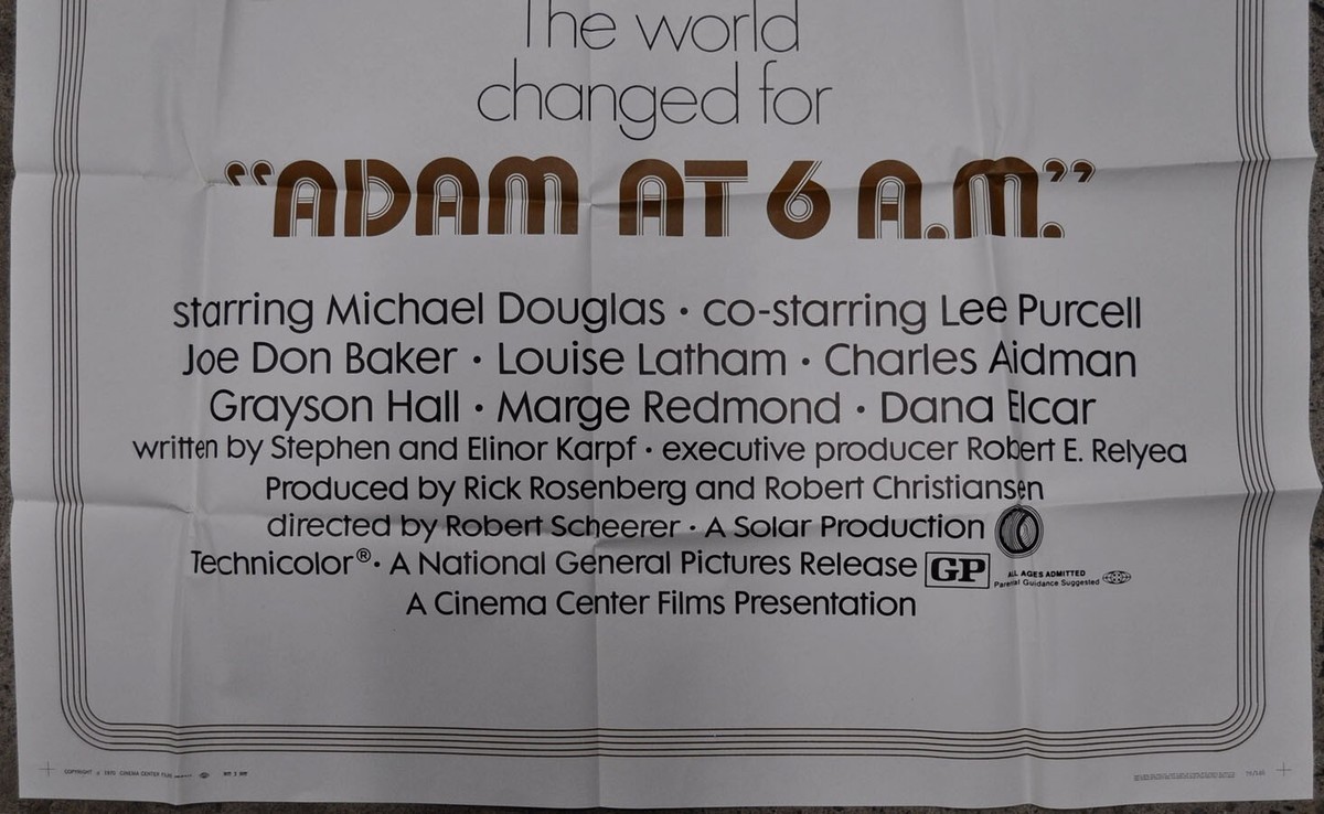 l*l様 オールドAdam made by Helmstetter ADAM at 6 AM / ADAM at 6 A.M. 1970 ORIG 41X81 NM 3-SHT MICHAEL