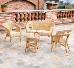 Salotto rattan naturale da esterno giardino midollino vimini set ... Set divano rattan