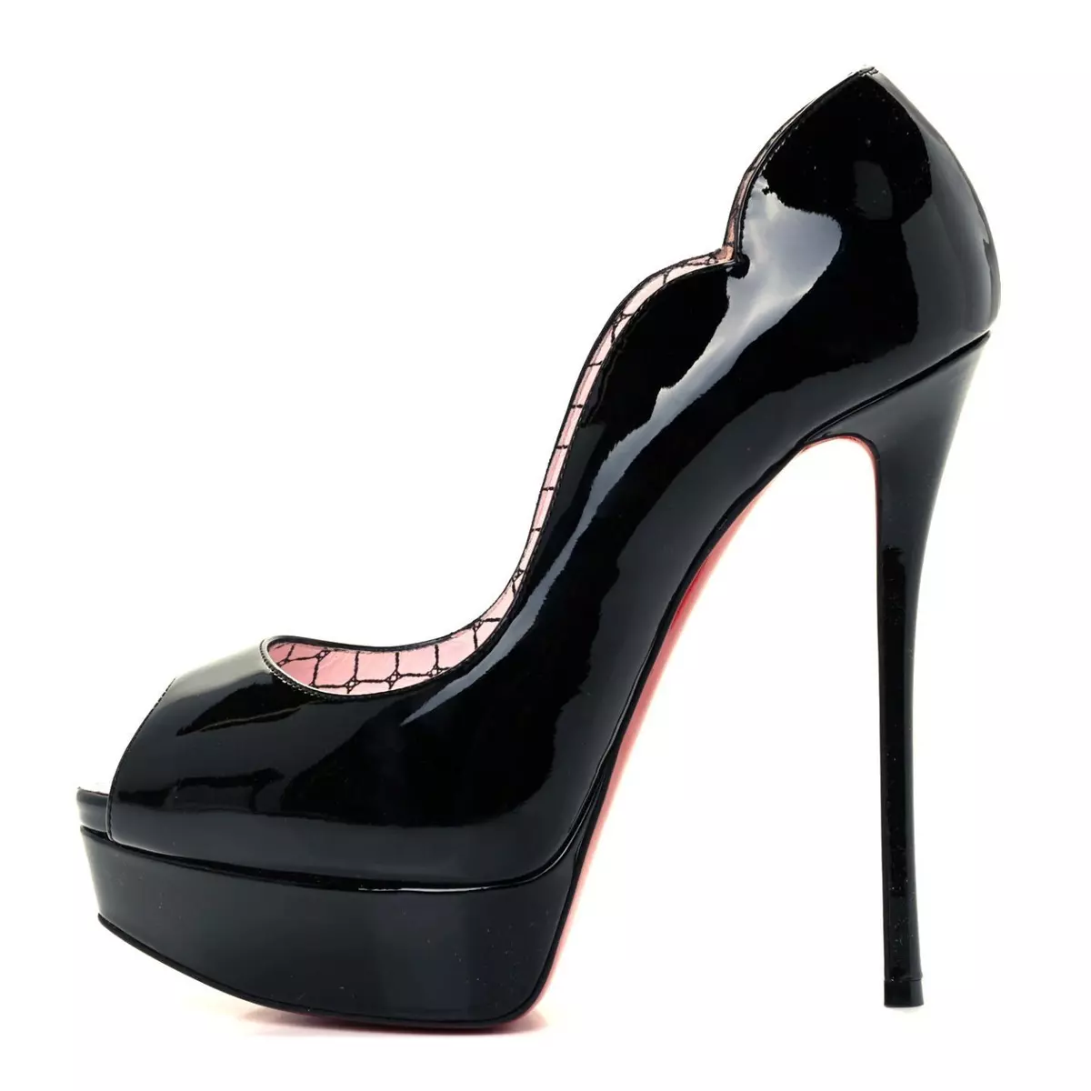 Round Chick Alta - 149 mm Open toe pumps - Patent calf - Black