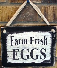 Farm Fresh Eggs Wooden Hanging Sign Plaque Primitive Rustic Farmhouse