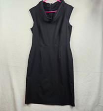 Tahari ASL for Bloomingdales Dress Size 10 Black Sleeveless aLine Cowl Neck READ