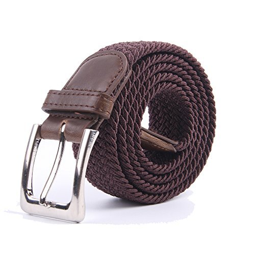Canvas Elastic Fabric Woven Stretch Multicolored Braided Belts Medium Coffee
