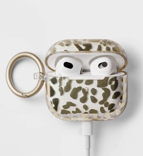 AirPods 3rd Gen Silicone Case with Clip by Heyday - Leopard Print Gold - Picture 3 of 4