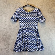 Emily West Emoji Reversible Dress Girls 12 Multicolor Geometric Short Sleeves