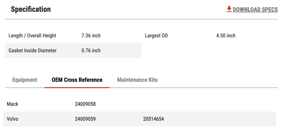 Separador de combustível 6X FS20313 Volvo D11/D13 Mack MP7/MP8 24009059 24009058 - Imagem 4 de 4