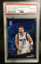 2019 Optic Luka Doncic PSA 10 GEM MINT MY HOUSE Purple Refractor Donruss Lakers
