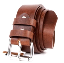 Men's Genuine Buffalo FULL GRAIN Leather Belt 1.5'' wide Amish Handmade in USA