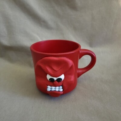 Red Mug Face Angry Coffee Cup For DISPLAY ONLY 
