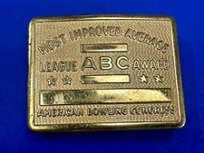 Abc Bowling League Award - Not Engraved Most Improved Trophy Nos Belt Buckle