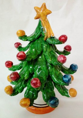 Albero Di Natale Zecchino Doro.Albero Di Natale H Cm 15 Decorato A Mano In Ceramica Di Caltagirone Ebay