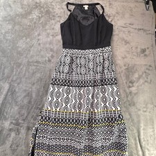 J. Crew Maxi Dress Halter Black White Geometric Petite Size 4